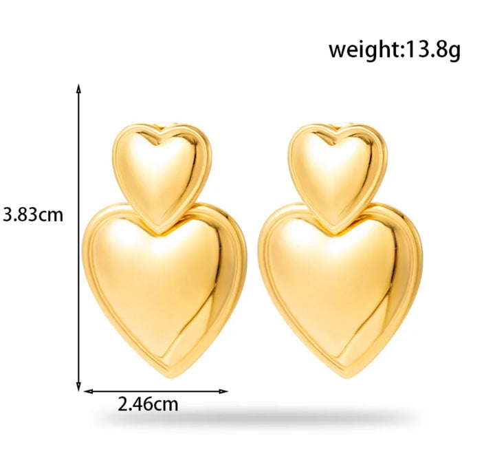 Earring Golden Heart Connection