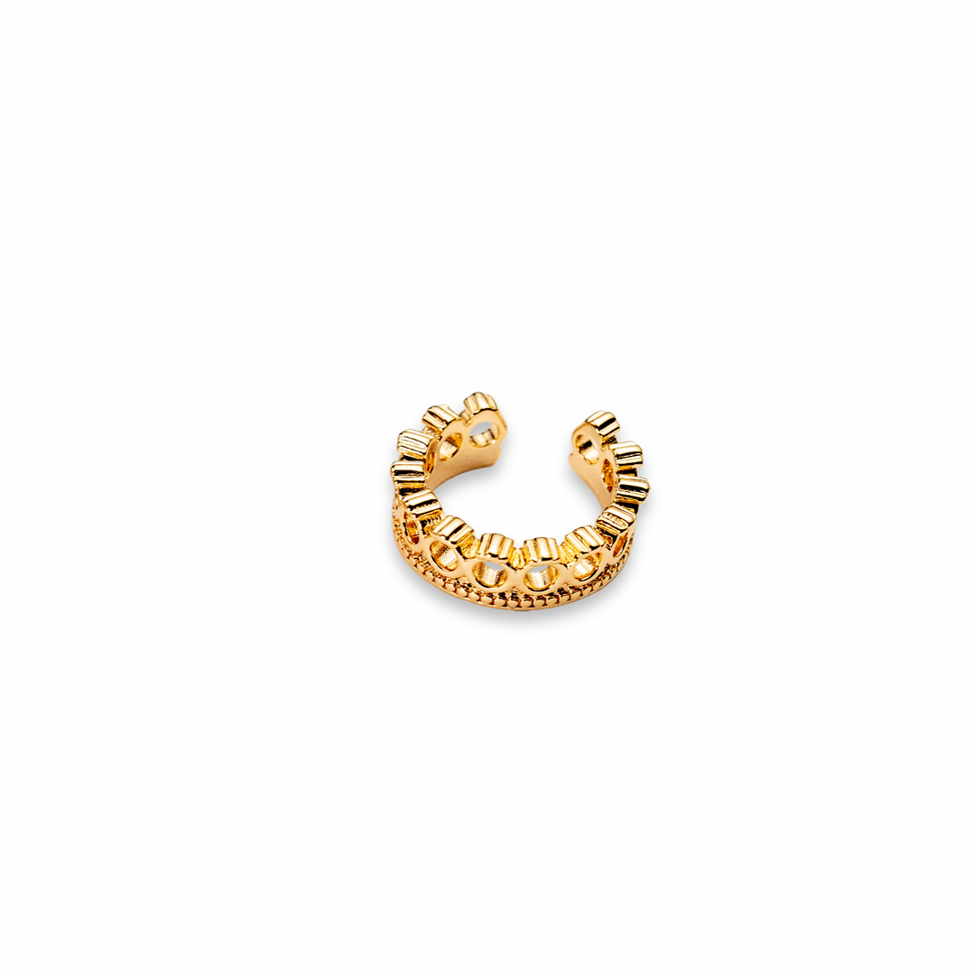 Queens Ear Cuff - Snap-On Golden Crown Earrings (No Piercing Required)