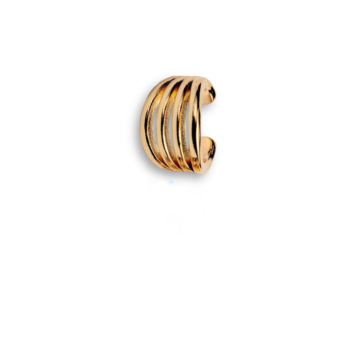 Hera Ear Cuff - Snap-On Golden Earrings with Four Smooth Lines (No Piercing Required)