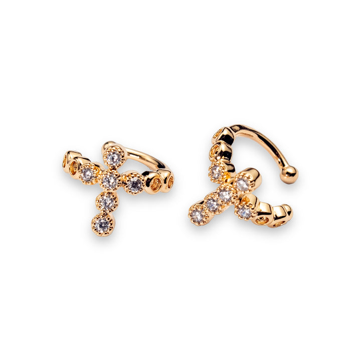 FE Cross Crystal Earcuff