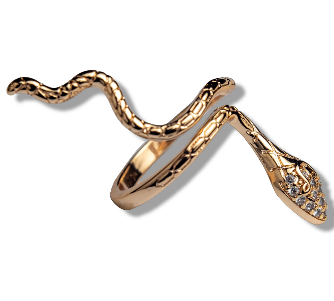 Medussa Ring - One Size with Elegant Rhodium-Plated Snake