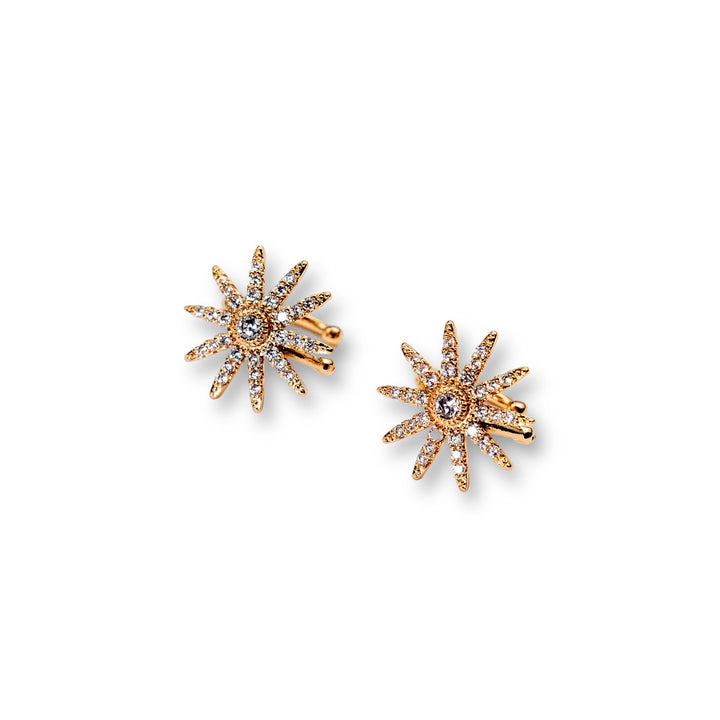 Donato Star Crystal Ear Cuff - Snap-On Golden Star Earrings with Beautiful Crystals (No Piercing Required)