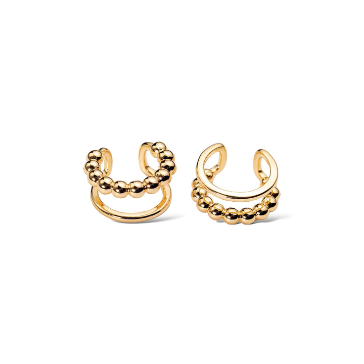 Donato Gold Ear Cuff - Snap-On Earrings with Golden Spheres and Smooth Finish (No Piercing Required)