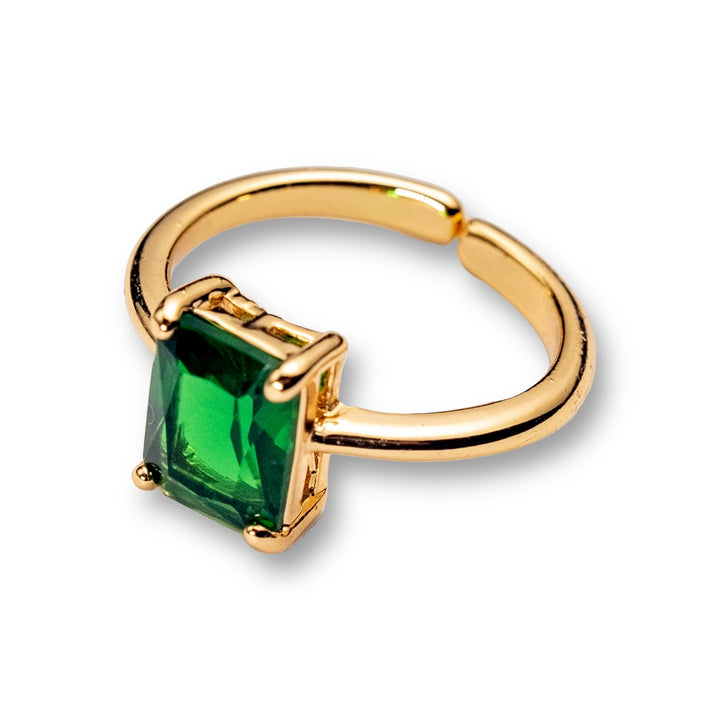 Smaragda Ring - Gold with Green Crystal