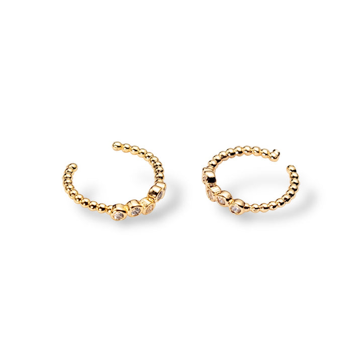 Basic Ear Cuff - Snap-On Golden Earrings with Beautiful Mini Crystals (No Piercing Required)