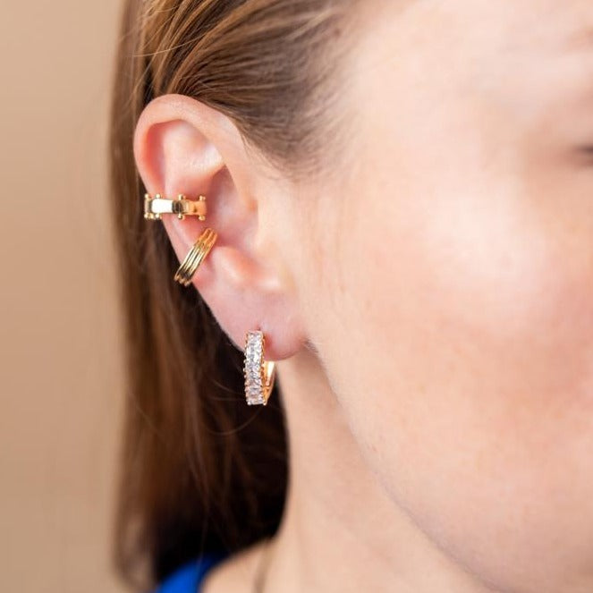 Gold Charon Ear Cuff - Snap-On Earrings with Beautiful Mini Beads (No Piercing Required)