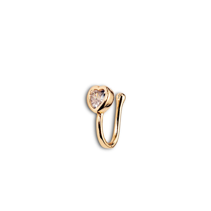 Nostril Heart Crystal Gold